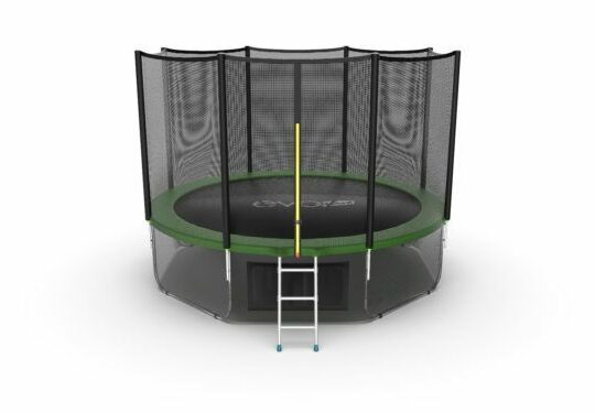 Фото 6 - EVO JUMP External 12ft (Green) + Lower net. Батут с внешней сеткой и лестницей, диаметр 12ft (зеленый/синий) + нижняя сеть.