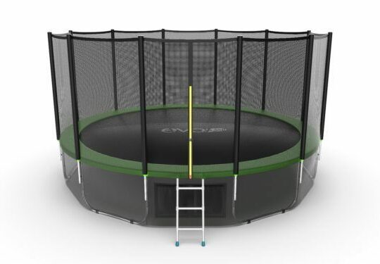 Фото 56 - EVO JUMP External 16ft (Green) + Lower net. Батут с внешней сеткой и лестницей, диаметр 16ft (зеленый/синий) + нижняя сеть.