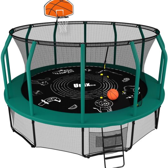 Фото 12 - Батут с баскетбольным кольцом UNIX line SUPREME GAME 16 ft (Green).