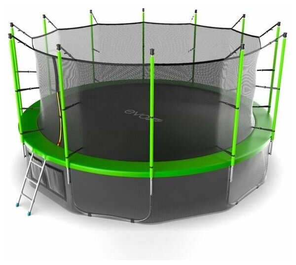 Фото 1 - Батут с внутренней сеткой и лестницей EVO JUMP Internal 16ft (Green) + нижняя сеть.
